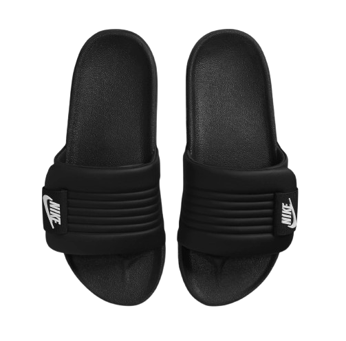 Women's Nike Offcourt Adjust Slides - Black / White - product image from the listing.