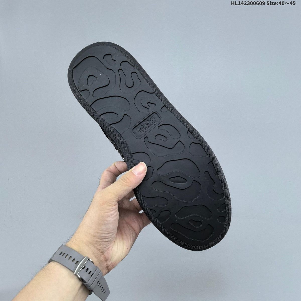 Alexander McQueen Black Crystal-Embellished Sneakers in Leather - product image from the listing.