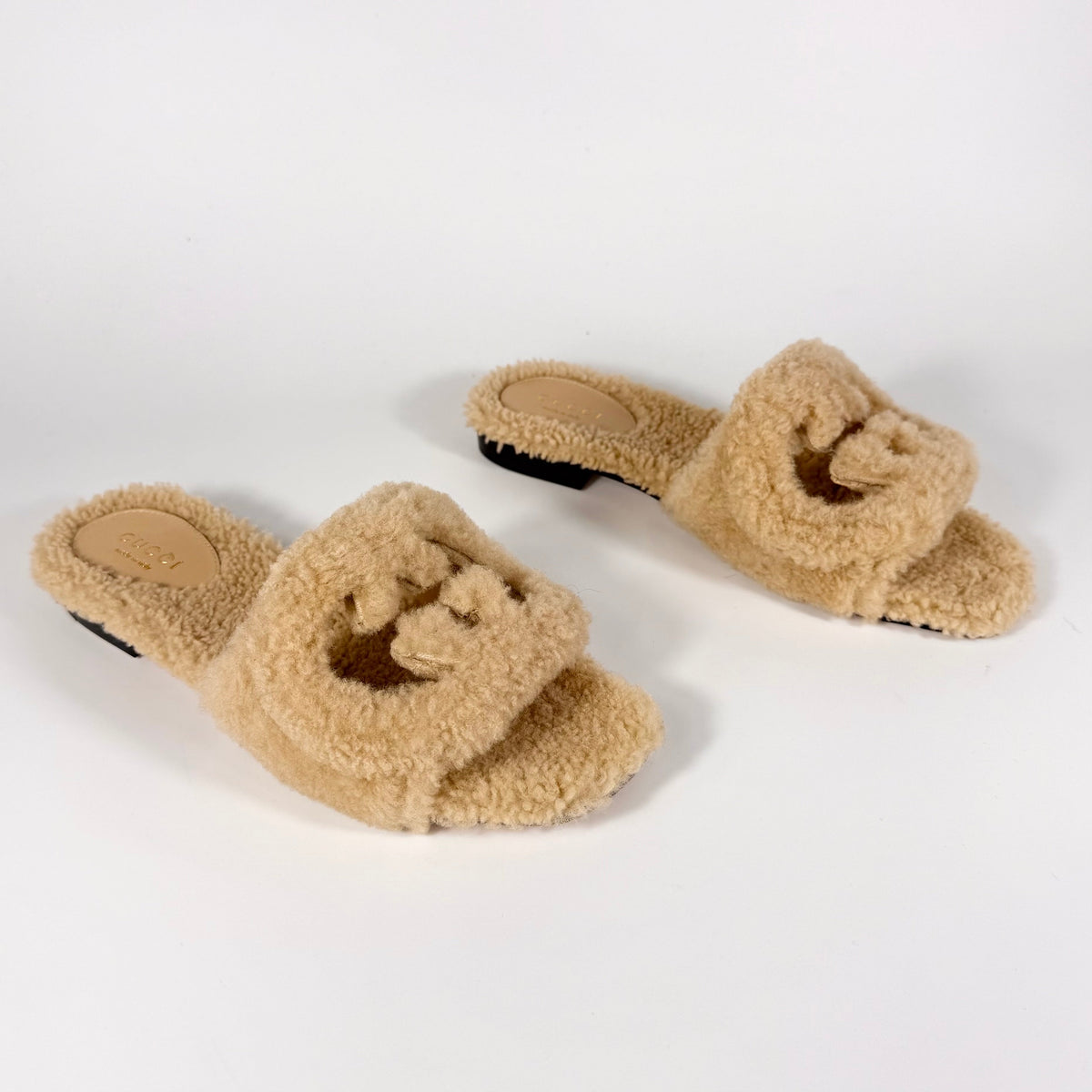 Women's Gucci Shearling GG Cut Out Slide Sandal - 5.5 - product image from the listing.