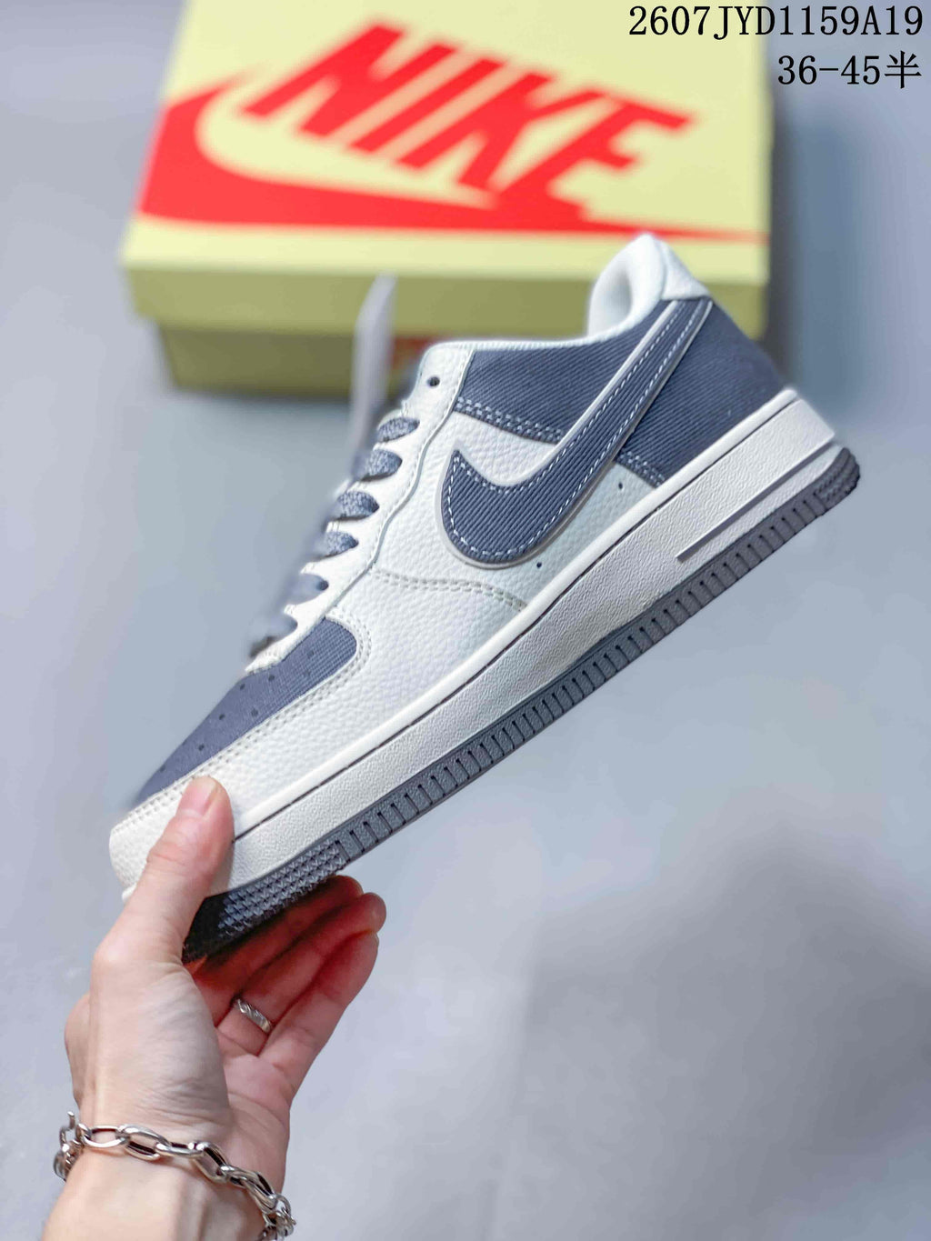 Nike Air Force 1 '07 Low Sneakers in White and Gray - product image from the listing.