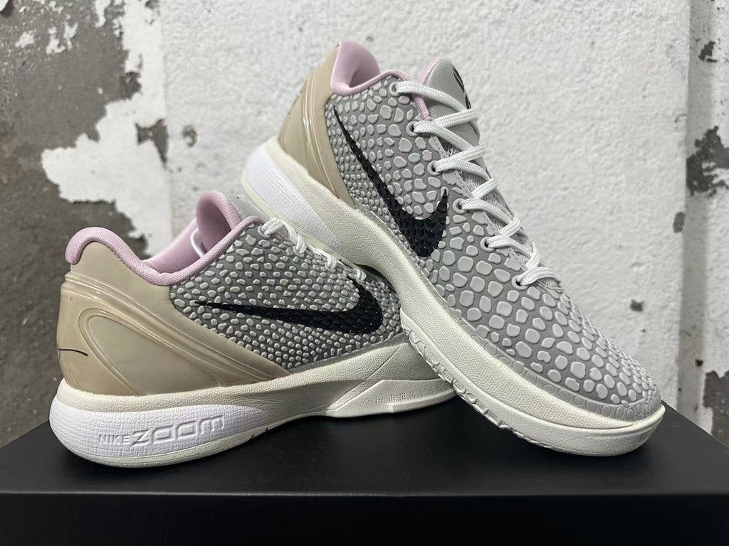Nike Kobe 6 Protro Basketball Shoes in White Grey - product image from the listing.