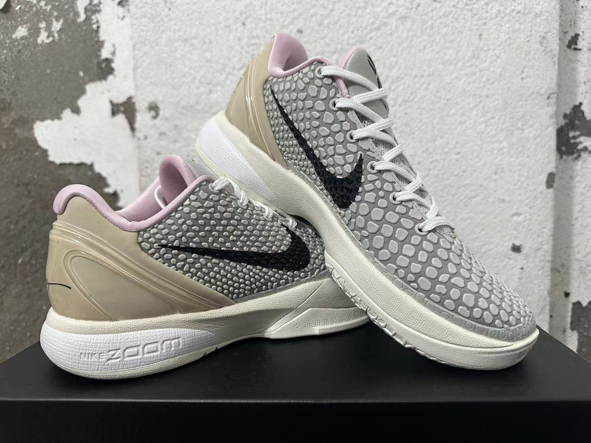Nike Kobe 6 Protro Basketball Shoes in White Grey - product image from the listing.