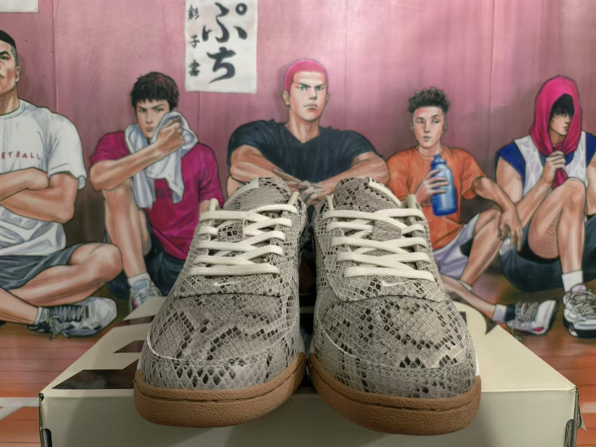 Nike Book 1 Gray Snakeskin-Pattern Trainers - product image from the listing.