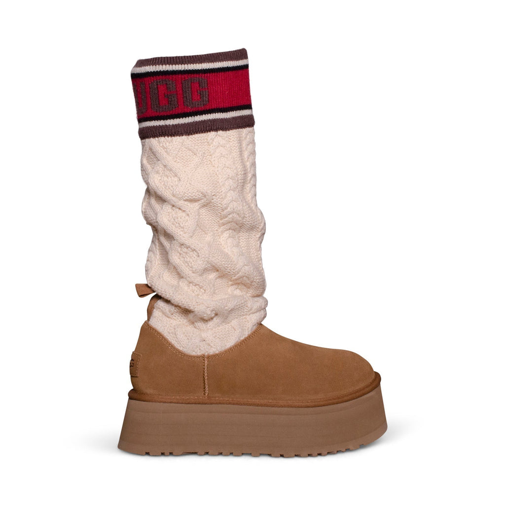 Women's UGG Classic Sweater Letter Chestnut Boots - product image from the listing.