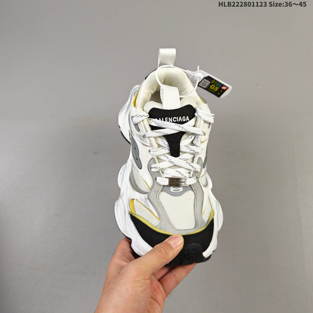 Balenciaga Monday Low-Top Sneakers in White, in Gray and Yellow - product image from the listing.