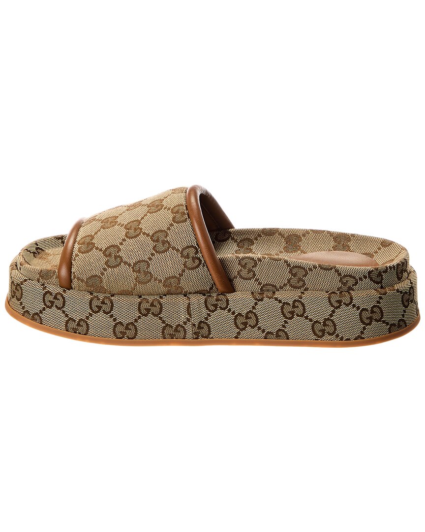 Gg Canvas & Leather Platform Slide by Gucci - product image from the listing.
