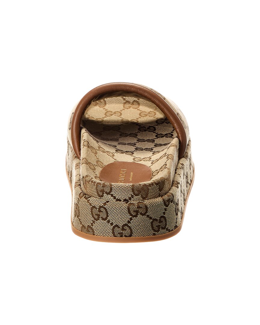 Gg Canvas & Leather Platform Slide by Gucci - product image from the listing.