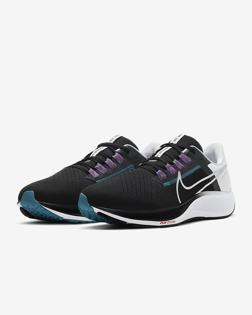 Nike Air Zoom Pegasus 38 Running Shoes in Black White CW7356-003 - product image from the listing.