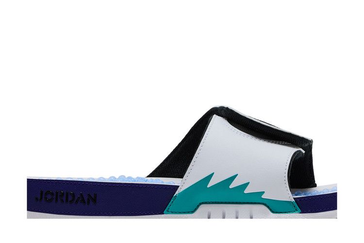 Jordan Hydro 5 Retro Slide White New Emerald Grape in Ice Black - product image from the listing.