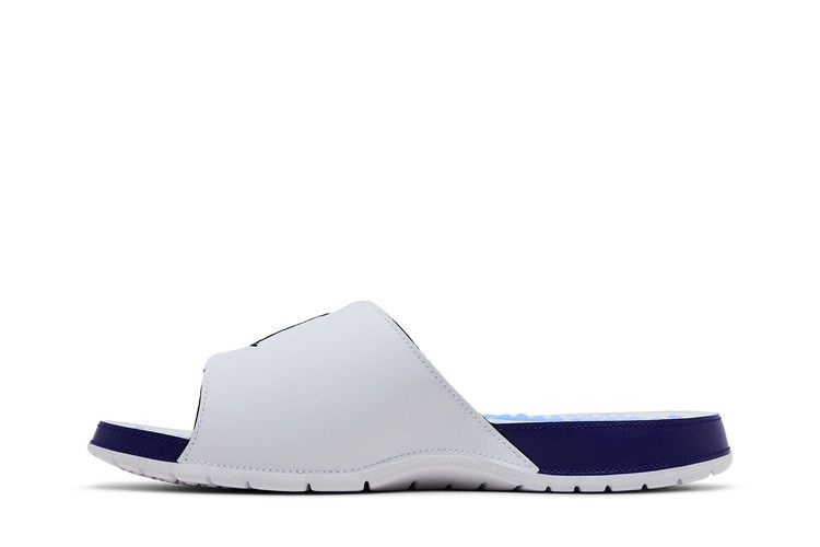 Jordan Hydro 5 Retro Slide White New Emerald Grape in Ice Black - product image from the listing.