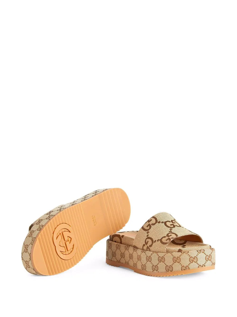 Angelina Platform 55mm Sandal Camel Canvas by Gucci - product image from the listing.
