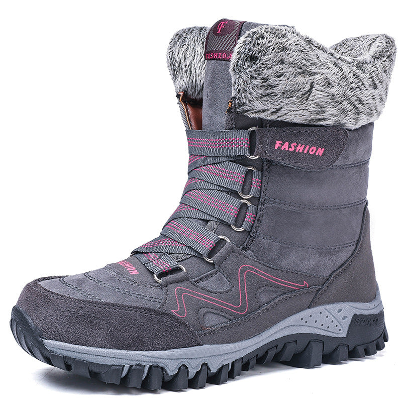 Women's Cross-border Northern Winter Fleece-Lined Warm Thick-Soled Snow Boots, Export-Grade Cotton Shoes, High-Top Shoes, Sizes 35-42 - product image from the listing.