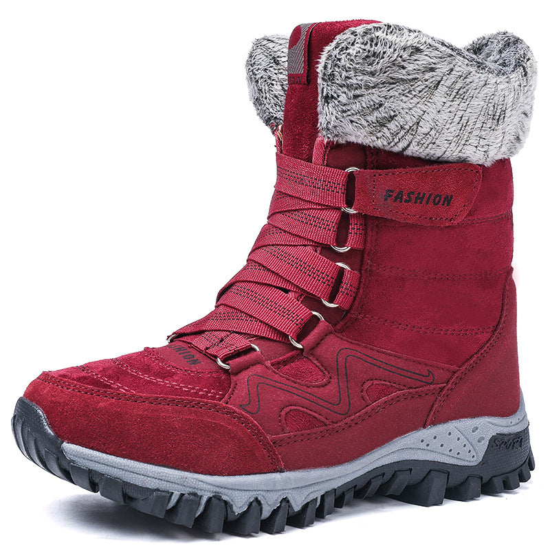 Women's Cross-border Northern Winter Fleece-Lined Warm Thick-Soled Snow Boots, Export-Grade Cotton Shoes, High-Top Shoes, Sizes 35-42 - product image from the listing.