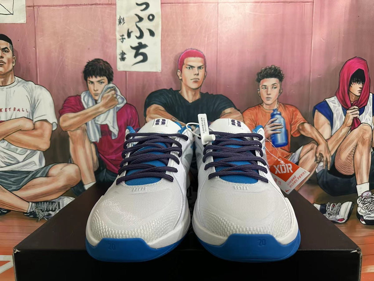 Nike Basketball Shoes in White and Blue - product image from the listing.