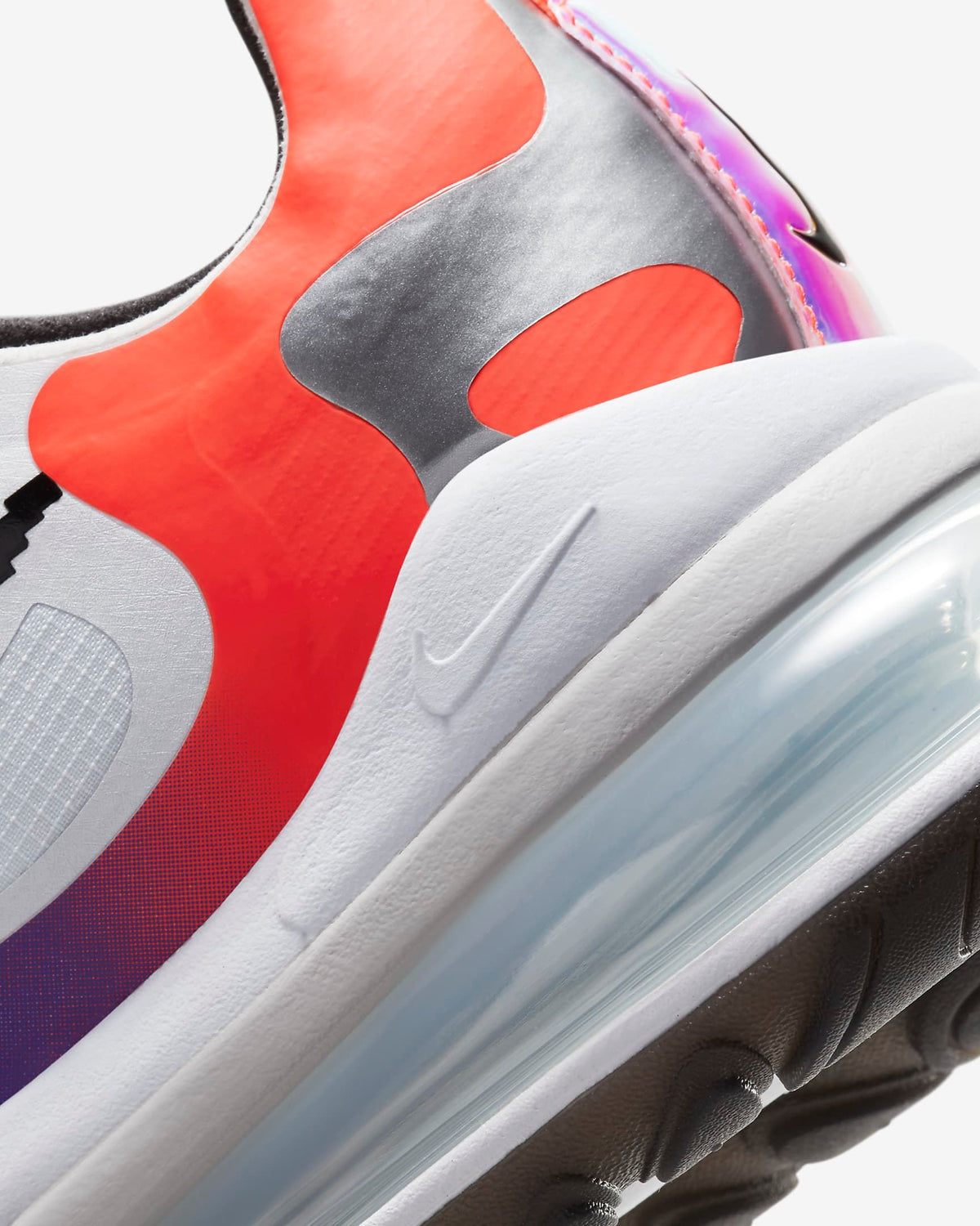 Nike Air Max 270 React Sneakers in White Blue Orange DC0833-101 - product image from the listing.