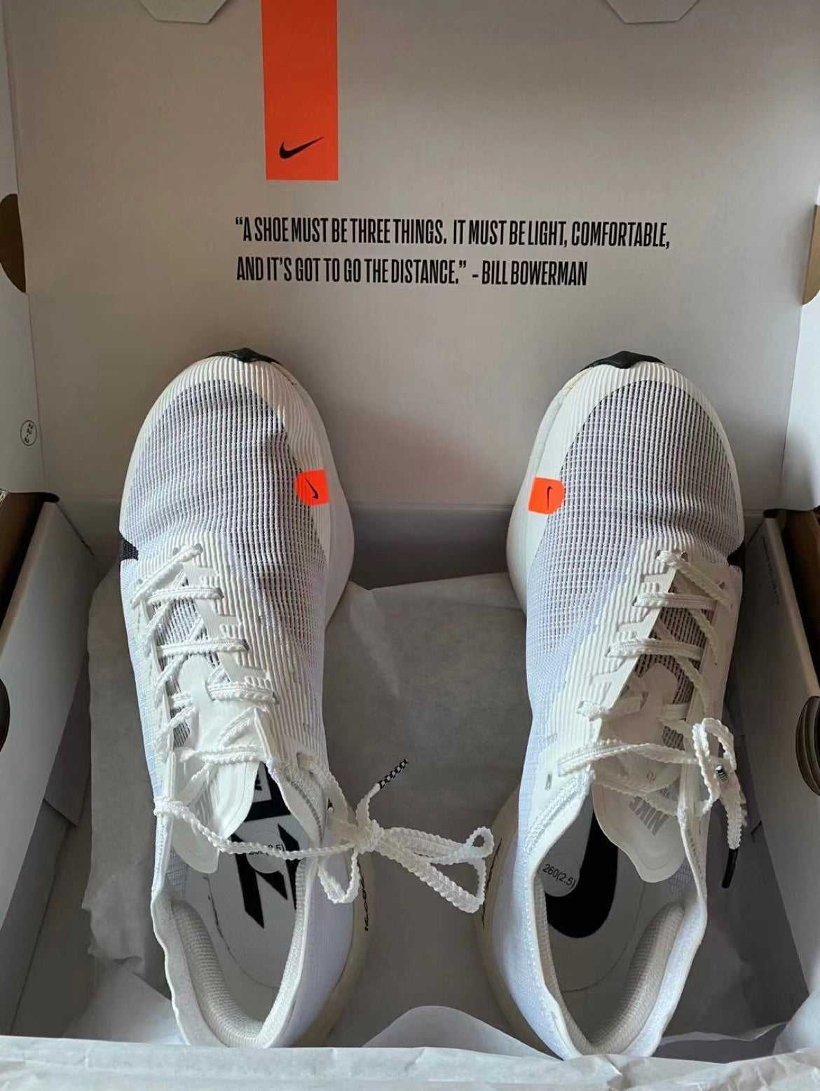 Nike ZoomX Vaporfly NEXT% 2 Running Shoes in White DH9276-100 - product image from the listing.