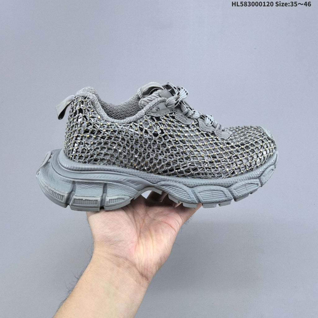 Gray Balenciaga 3XL Fishnet Low-Top Sneakers - product image from the listing.