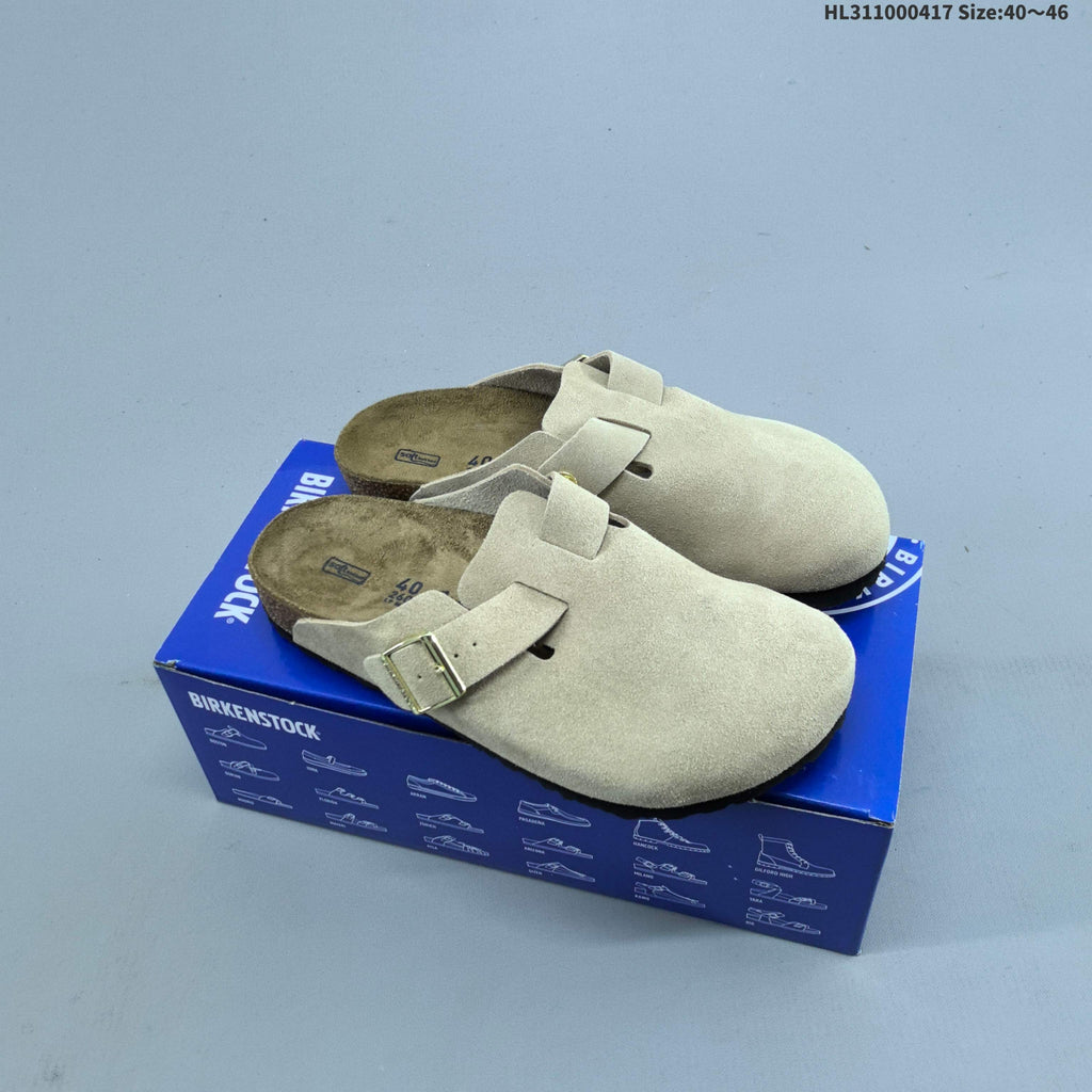 Suede Birkenstock Boston Clog-Style Sandals - product image from the listing.