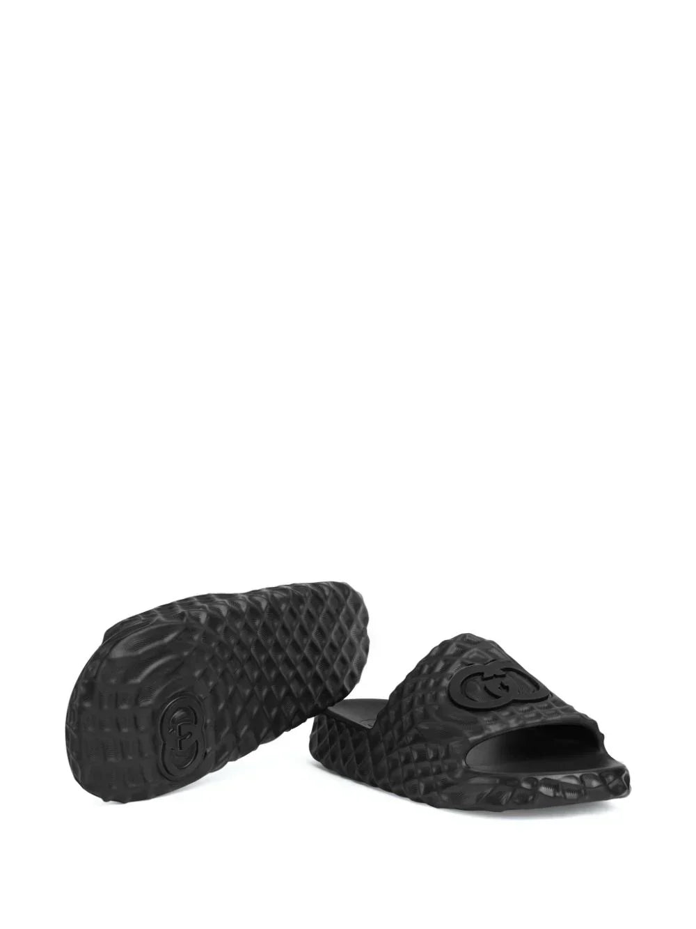 Interlocking G-appliqué textured slides by Gucci - product image from the listing.