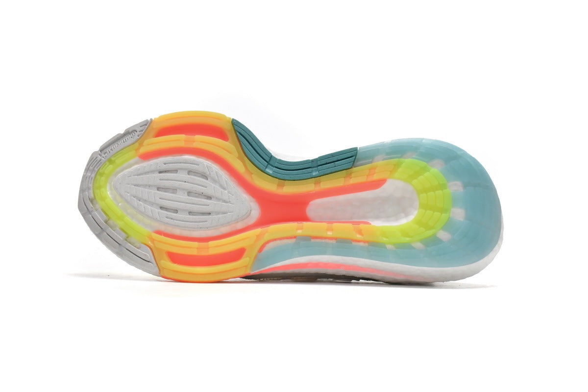 Adidas Ultra Boost 22 GX8015 Running Shoes in White Blue Yellow - product image from the listing.