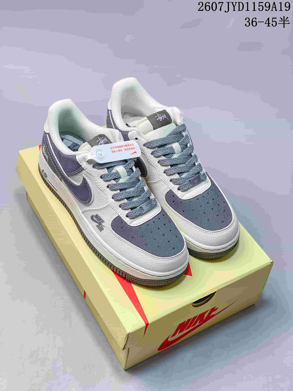 Nike Air Force 1 '07 Low Sneakers in White and Gray - product image from the listing.