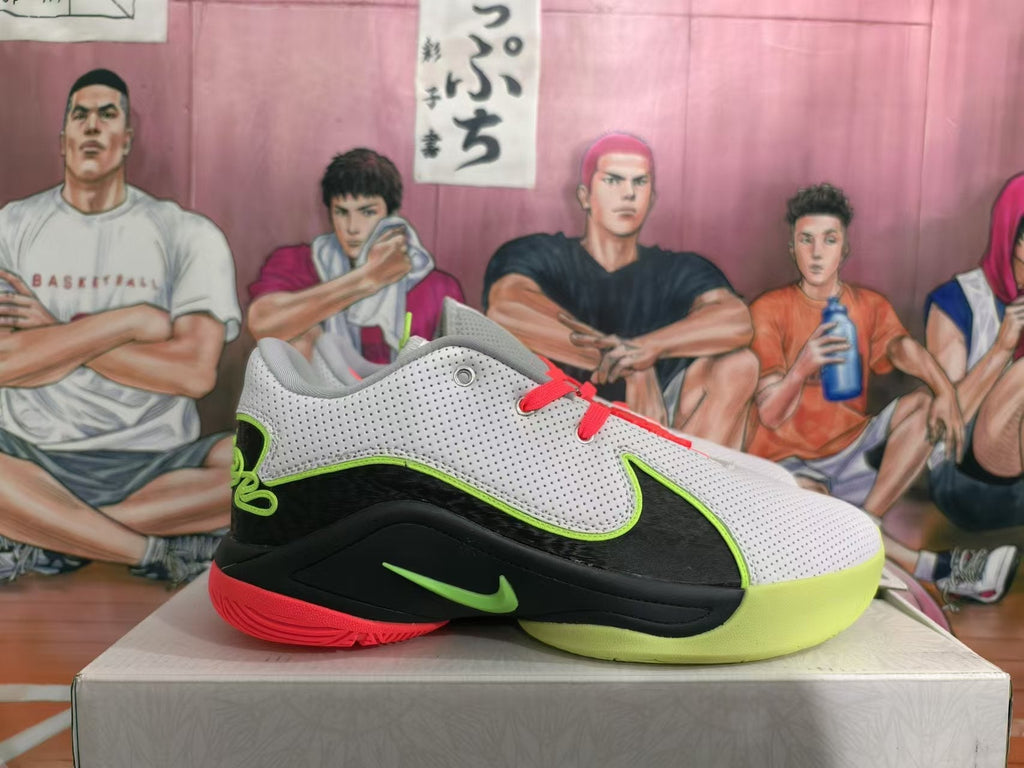 Nike Basketball Shoes in White Black Volt Green - product image from the listing.