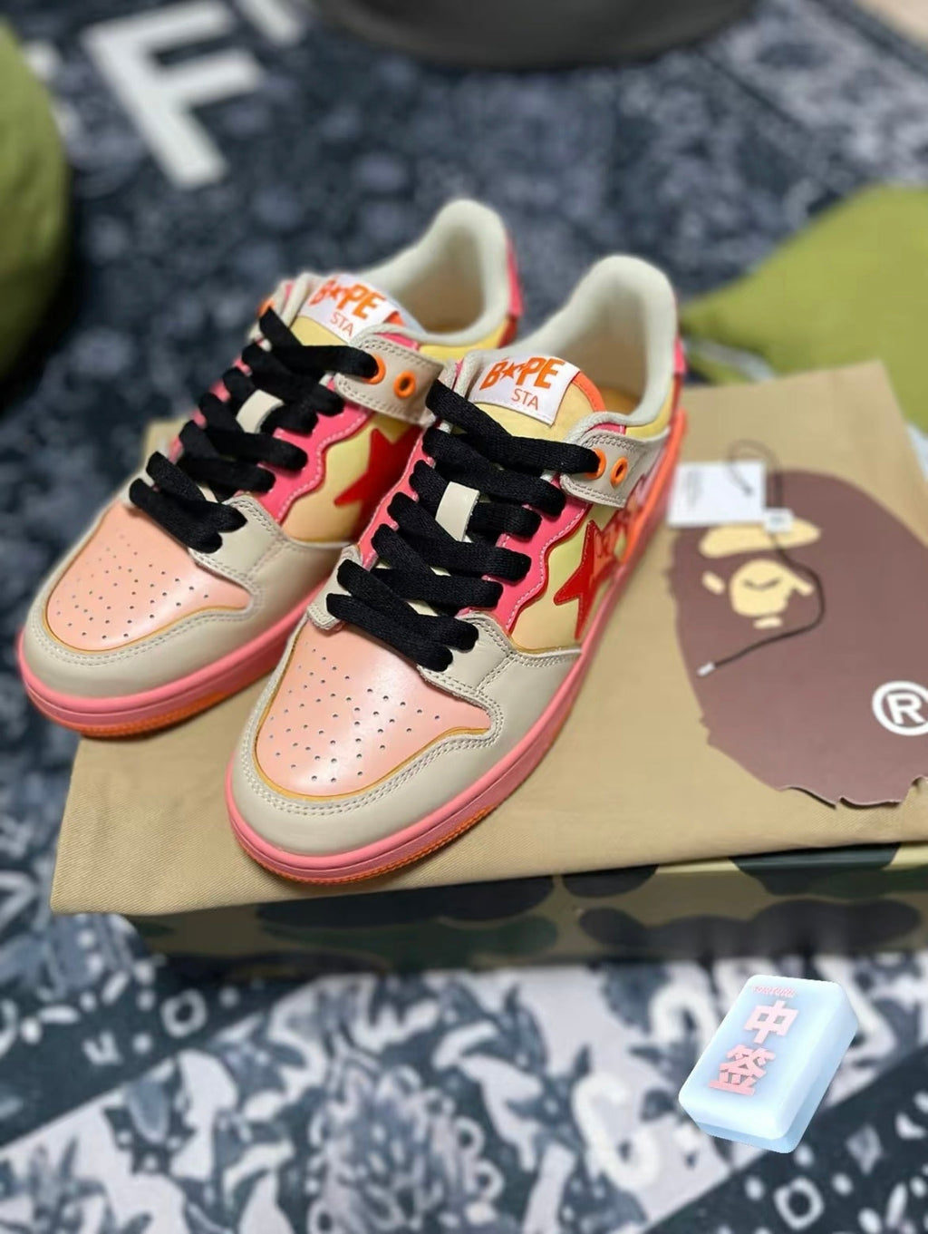 BAPE SK8 STA Low-Cut Sneakers in Orange Gradient - product image from the listing.