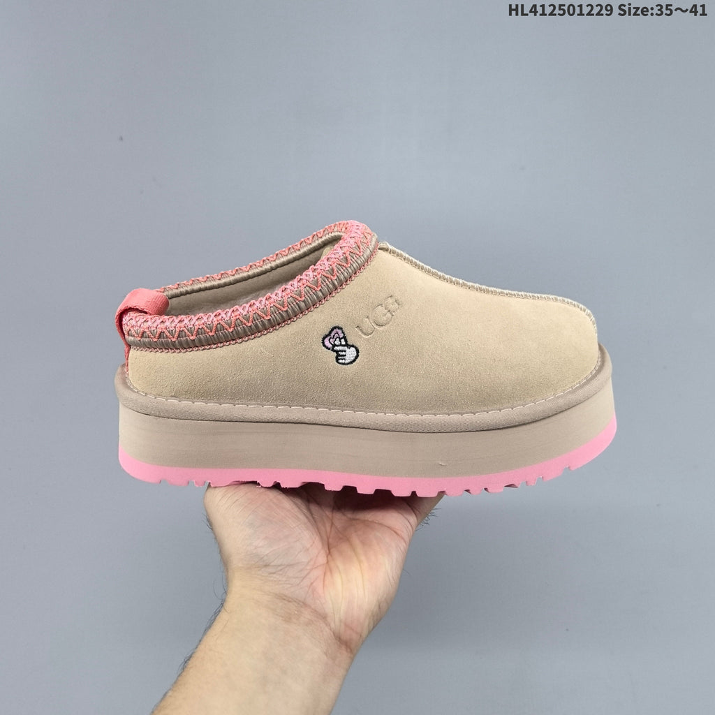 Beige and Pink UGG Tazz Platform Slip-On Slippers - product image from the listing.