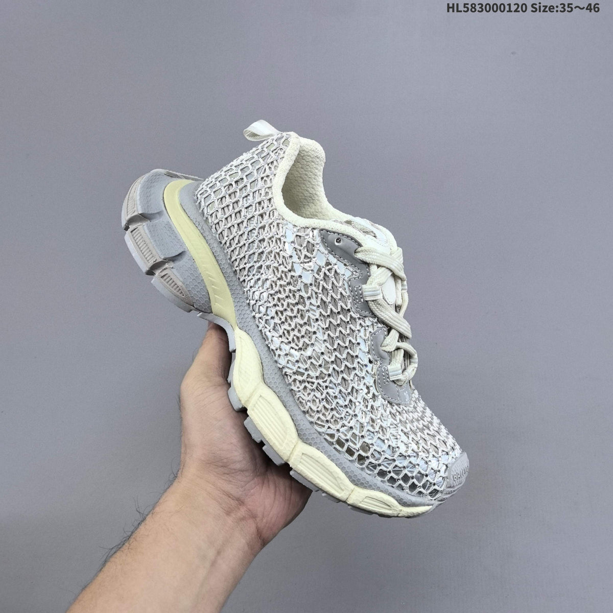 Gray Balenciaga 3XL Fishnet Low-Top Sneakers - product image from the listing.