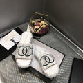 white Tweed sandals by Chanel - product image from the listing.