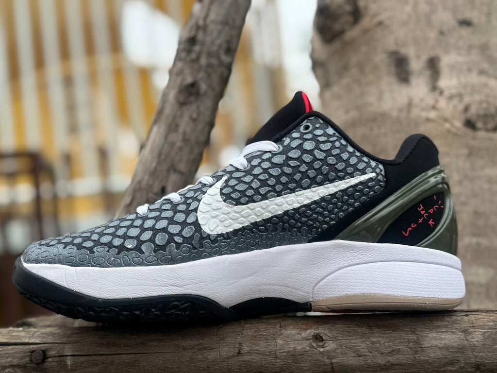 Nike Kobe 6 Basketball Shoes in Black White Red - product image from the listing.