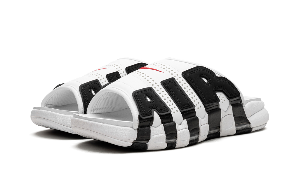 "White Black Red" Air More Uptempo Slide NA FB7815 100 - product image from the listing.