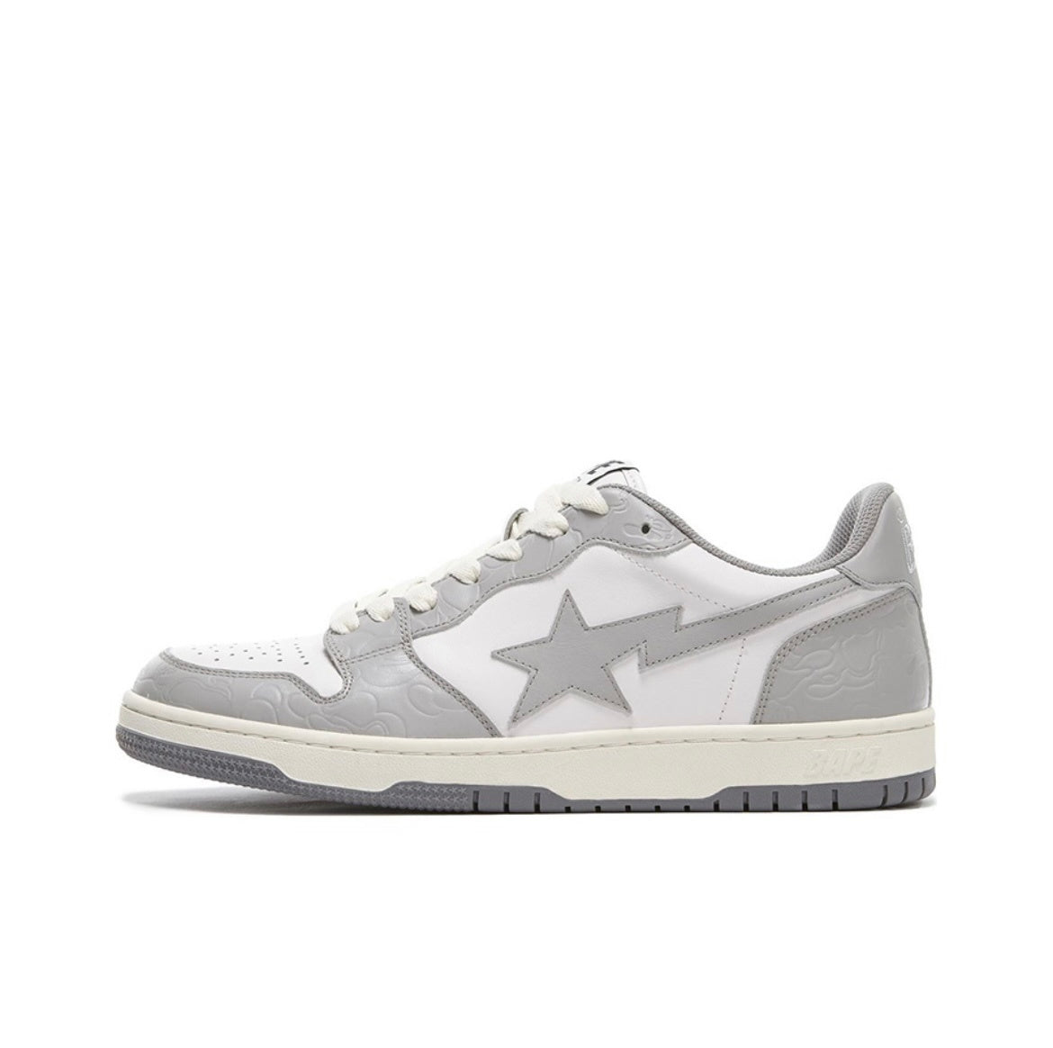 A BATHING APE BAPE Court Sta Low Sneakers in White Grey - product image from the listing.