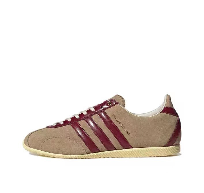 Tan and Burgundy adidas x Wales Bonner GY5750 Sneakers - product image from the listing.