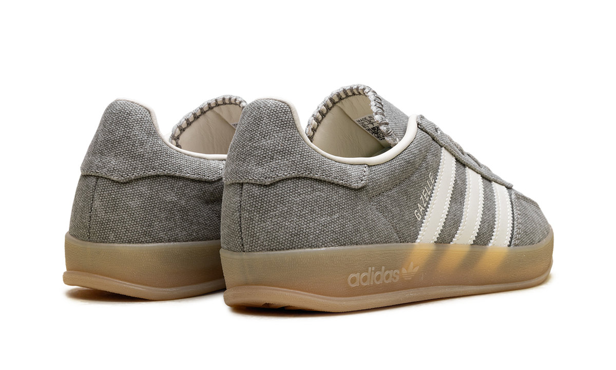 Women's Gazelle Indoor "Silver Pebble Off White Canvas" IH7033 - product image from the listing.