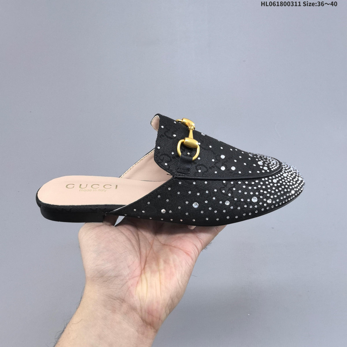 Princetown Crystal-Embellished Canvas Mule by Gucci - product image from the listing.