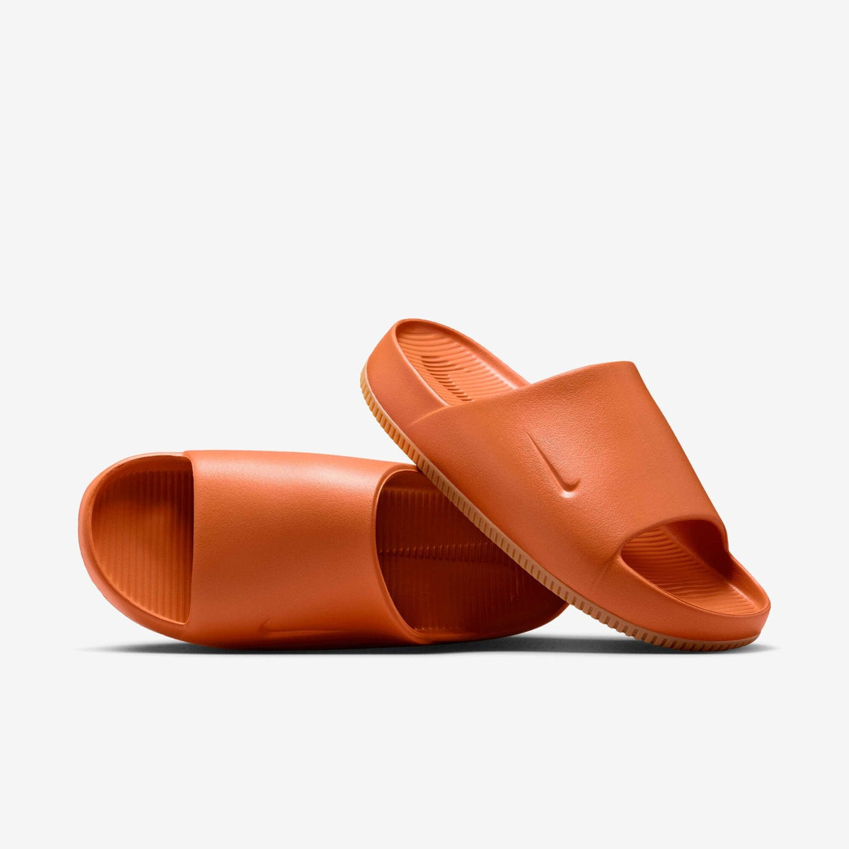 Men's Nike Calm Slides - Campfire Orange / Gum Medium Brown - product image from the listing.