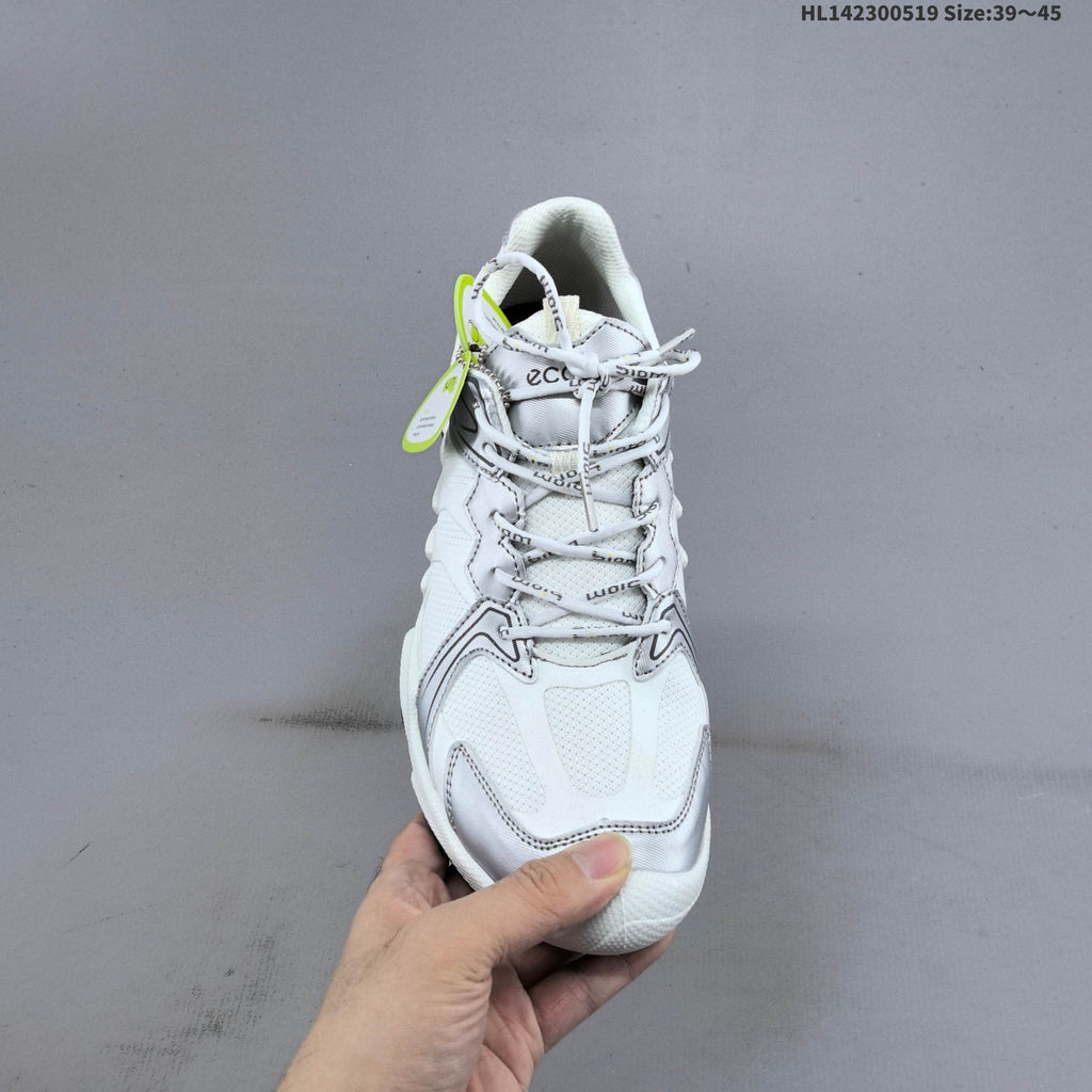 ECCO Biom C-Trail Low-Top Sneakers, in White and Silver - product image from the listing.