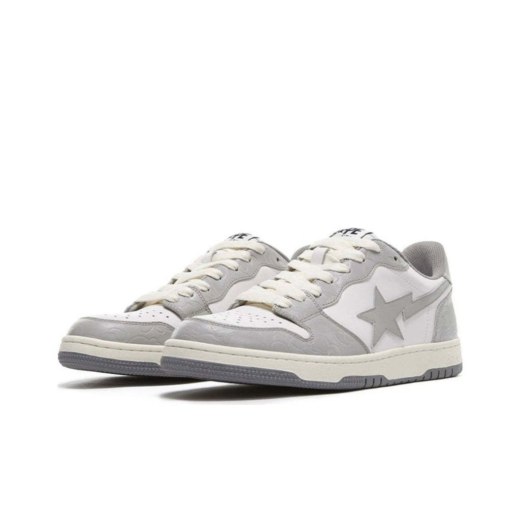 A BATHING APE BAPE Court Sta Low Sneakers in White Grey - product image from the listing.