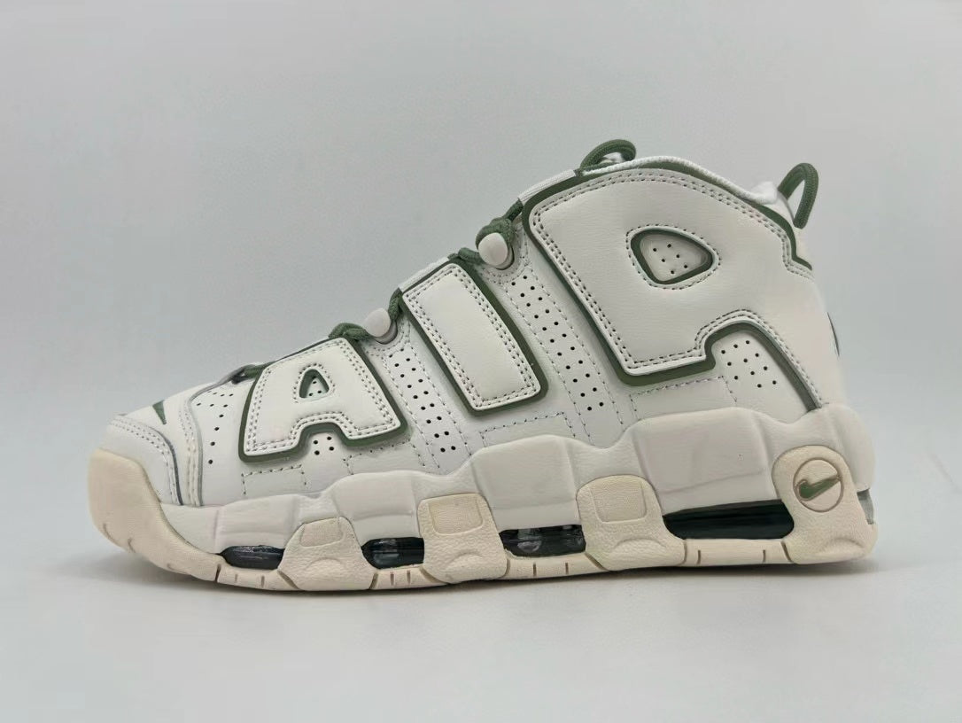 Nike Air More Uptempo Sneakers in White Green FO8211-100 - product image from the listing.