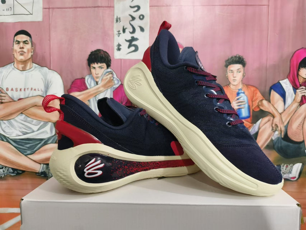 Nike Kyrie Low Basketball Shoes in Navy Red - product image from the listing.