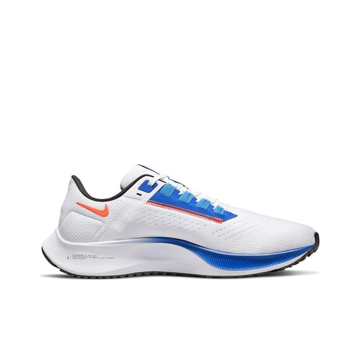 Nike Air Zoom Pegasus 38 Running Shoes in White Blue DQ8575-100 - product image from the listing.