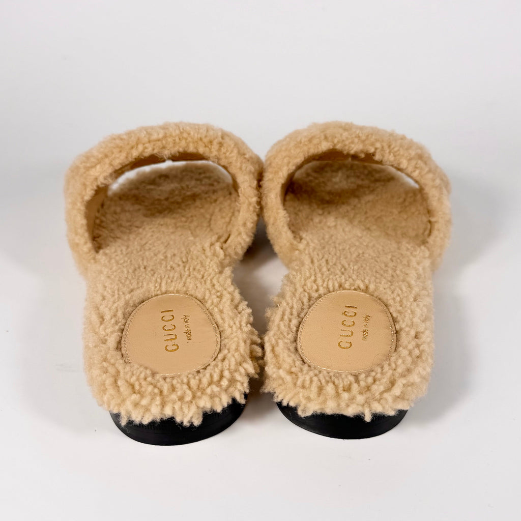 Women's Gucci Shearling GG Cut Out Slide Sandal - 5.5 - product image from the listing.