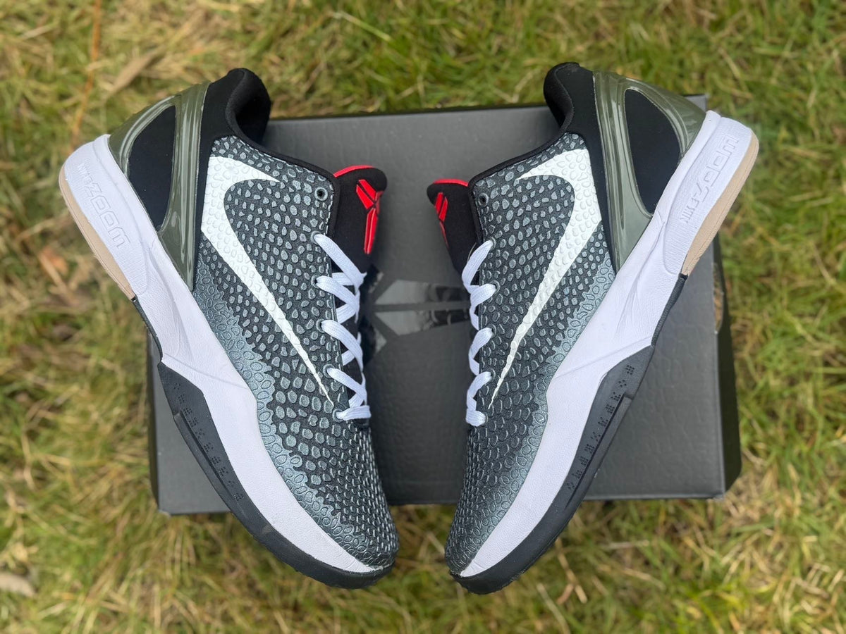 Nike Kobe 6 Basketball Shoes in Black White Red - product image from the listing.