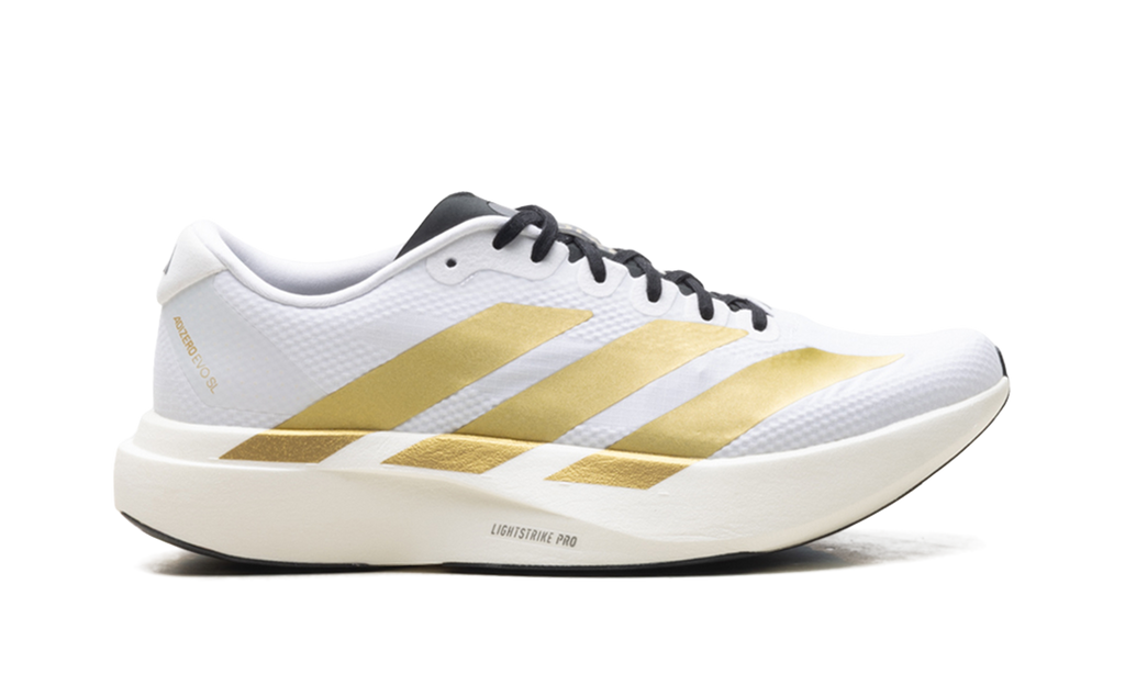 "Cloud White/Matte Gold" Adizero Evo SL JQ4441 - product image from the listing.
