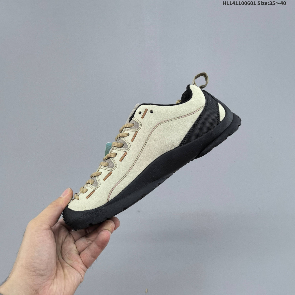 KEEN Jasper Low-Top Outdoor Sneakers, in Beige and Black - product image from the listing.