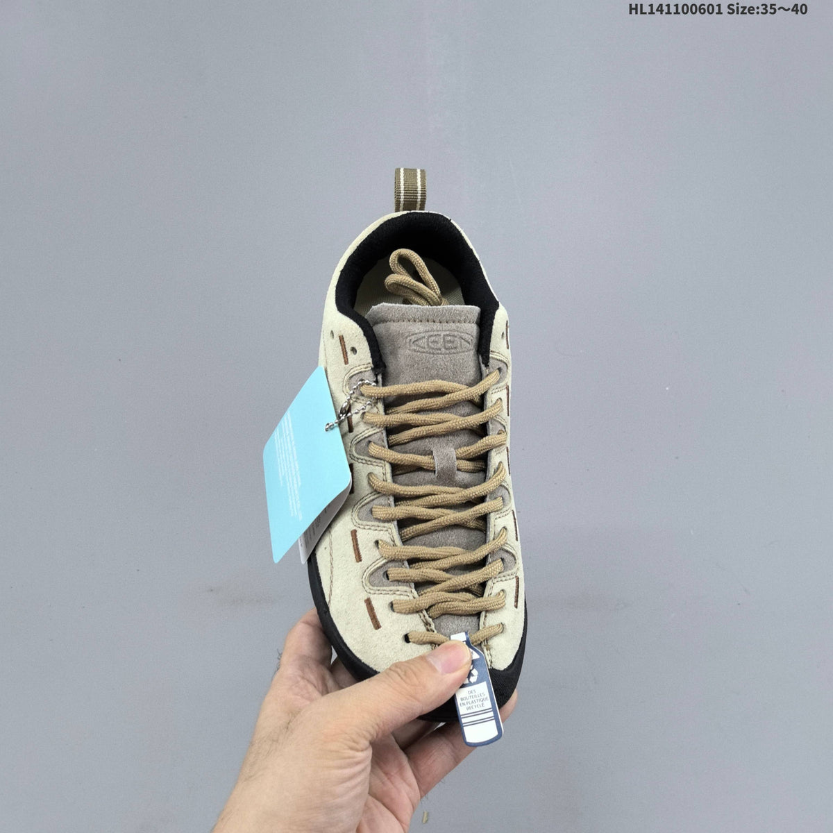 KEEN Jasper Low-Top Outdoor Sneakers, in Beige and Black - product image from the listing.