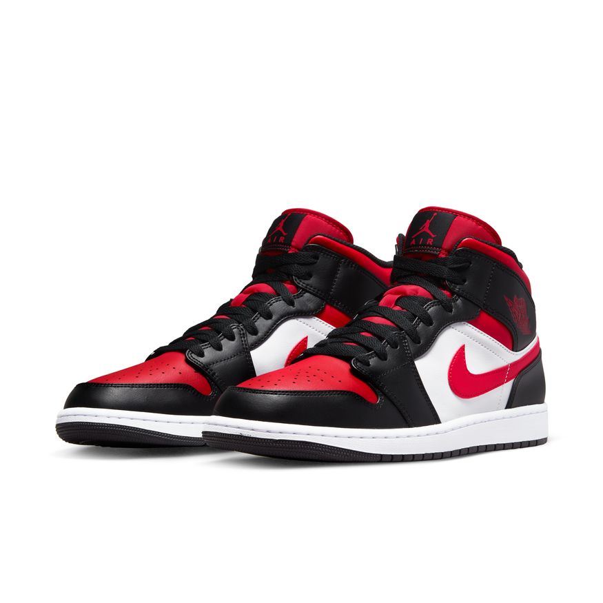 Air Jordan 1 Mid - BLACK/FIRE RED-WHITE for Men - product image from the listing.