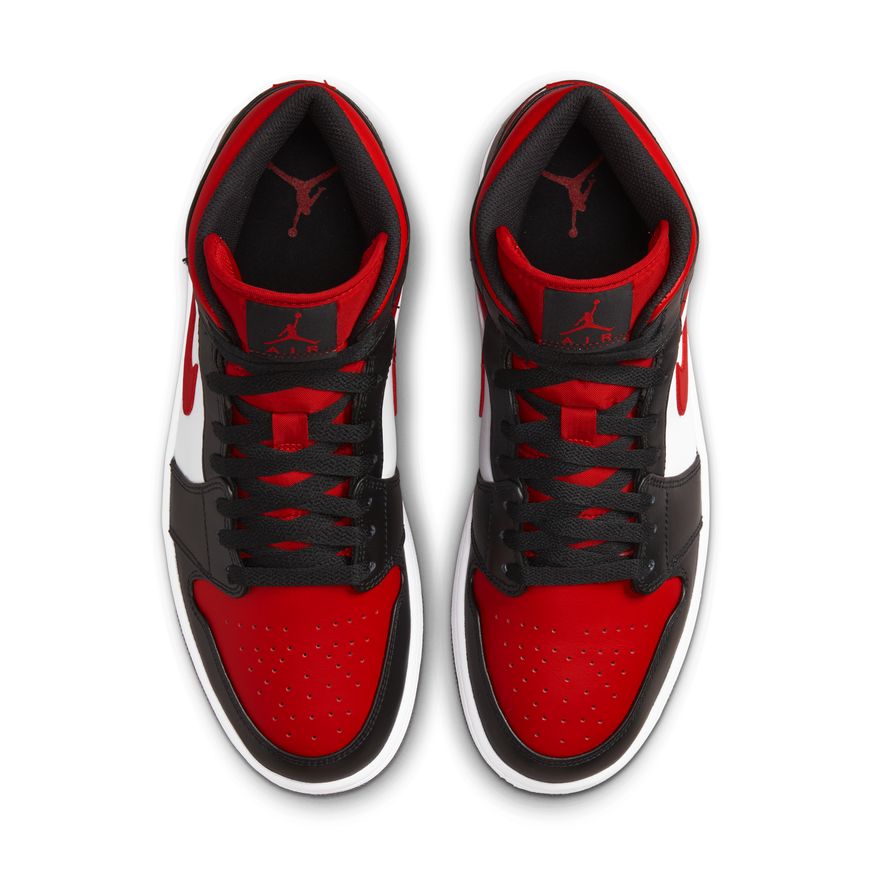 Air Jordan 1 Mid - BLACK/FIRE RED-WHITE for Men - product image from the listing.