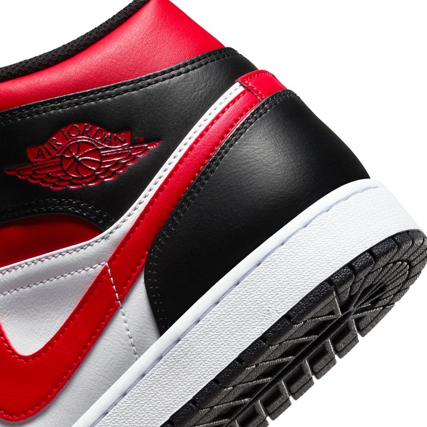 Air Jordan 1 Mid - BLACK/FIRE RED-WHITE for Men - product image from the listing.